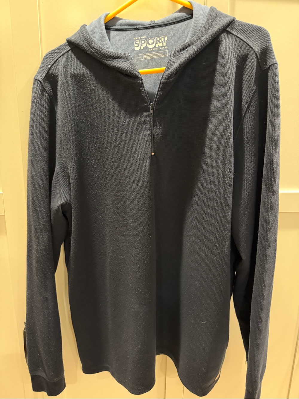 Marine Layer Sport Collection Men’s navy blue Half-Zip Hoodie Sweater